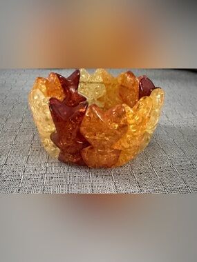 Vintage1850’s Confetti Sparkie Lucite Bracelet- Amber and Brown